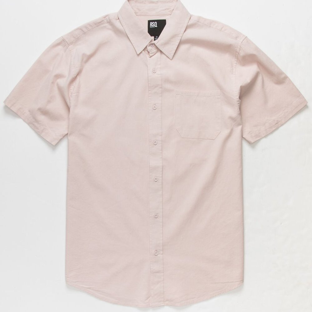 RSQ Solid Chambray Mens Dusty Pink Button Up Shirt XL